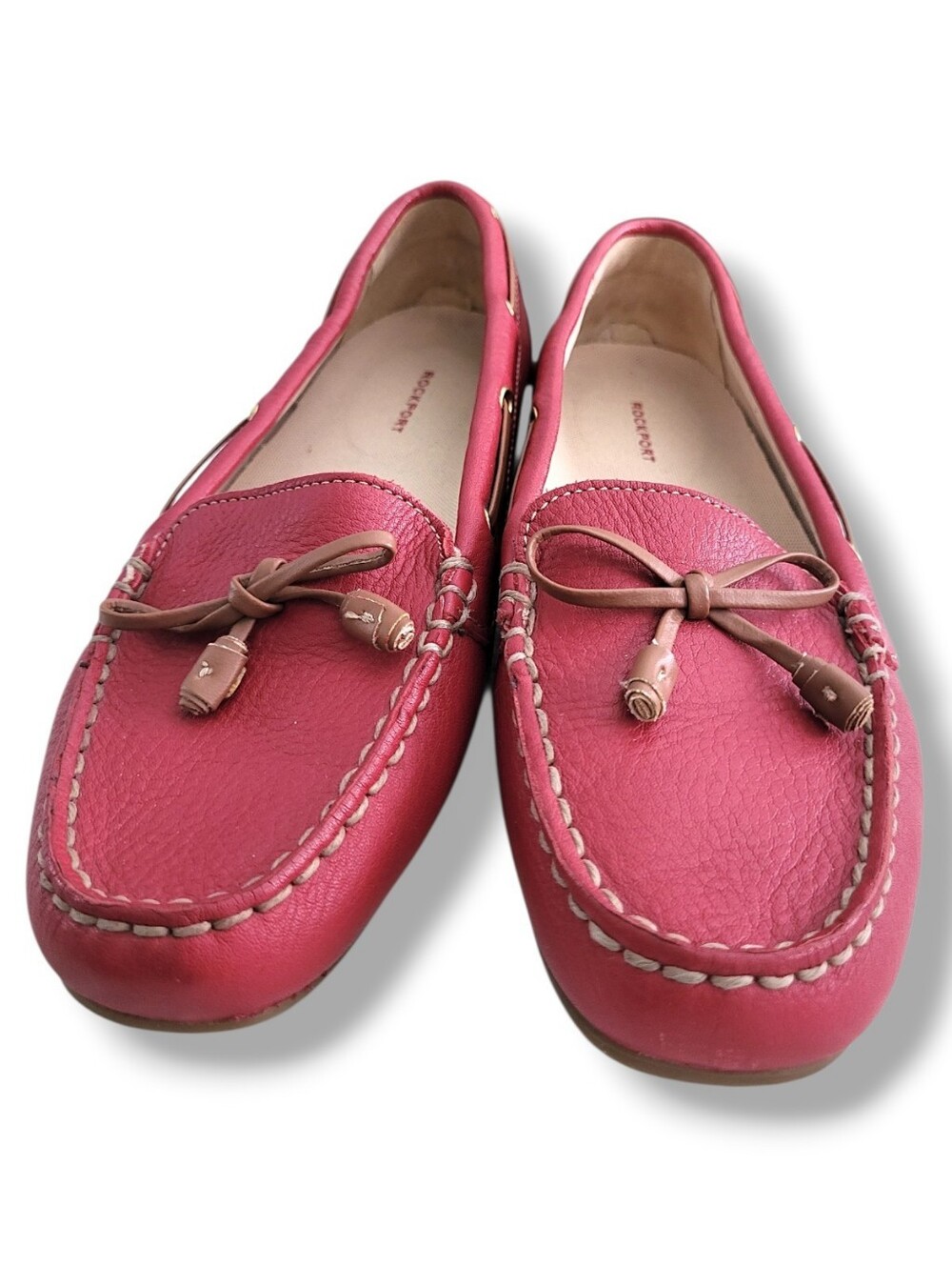 ROCKPORT Red Leather Washable Driving Moccasin Loafers - Picture 6 of 14